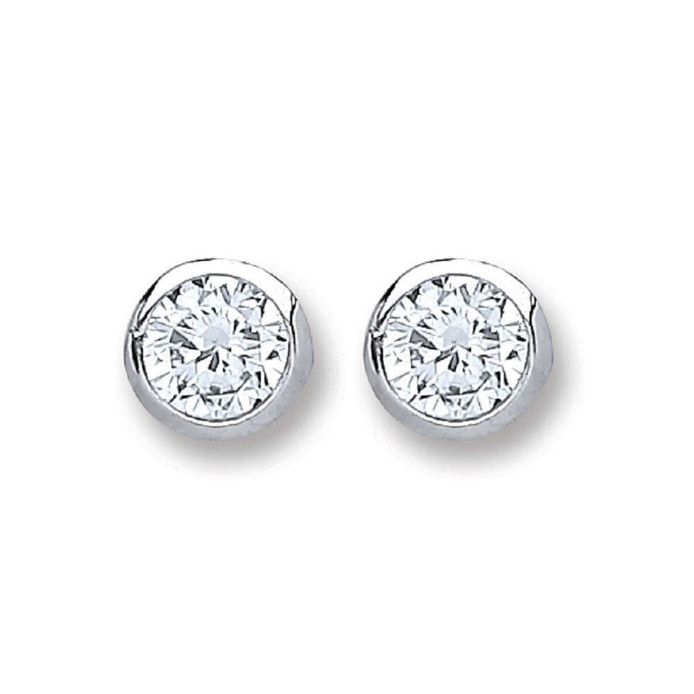 Silver 4mm Round Cubic Zirconia Rub Over Set Studs - Luxury Watch - Certified Authentic – Luxury Watch by Imperial Tim